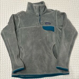 Patagonia Teal and Gray Fleece Jacket